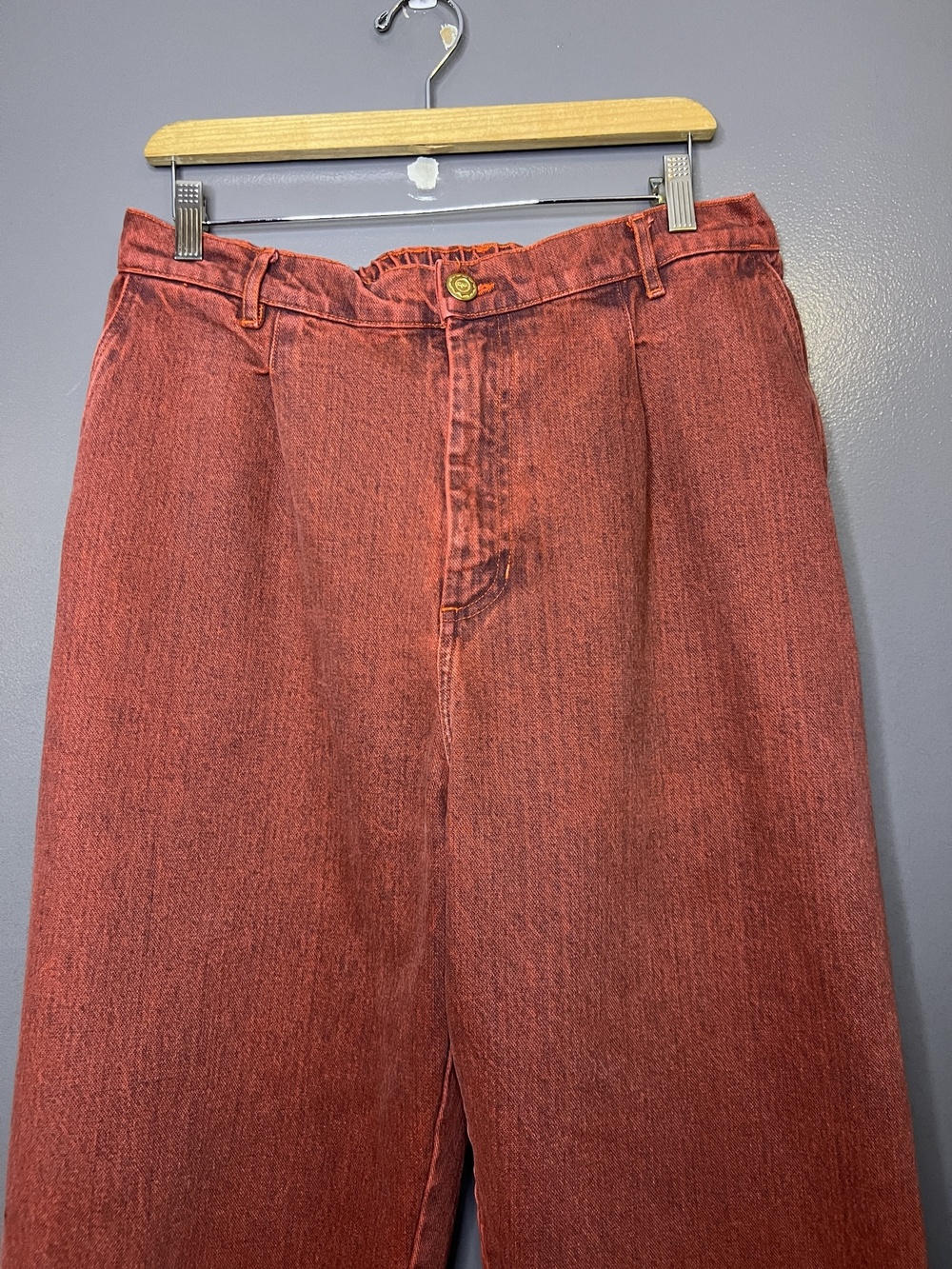 Big Bud Press Denim Trousers Jeans Womens L Red Medium Wash Relaxed Straight